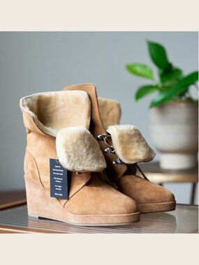NEW Aquatalia Suede Shearling Booties